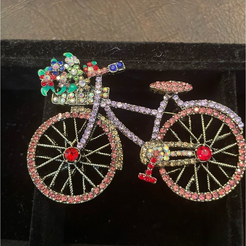 RHINESTONE BICYCLE BROOCH - Picture 2 of 4